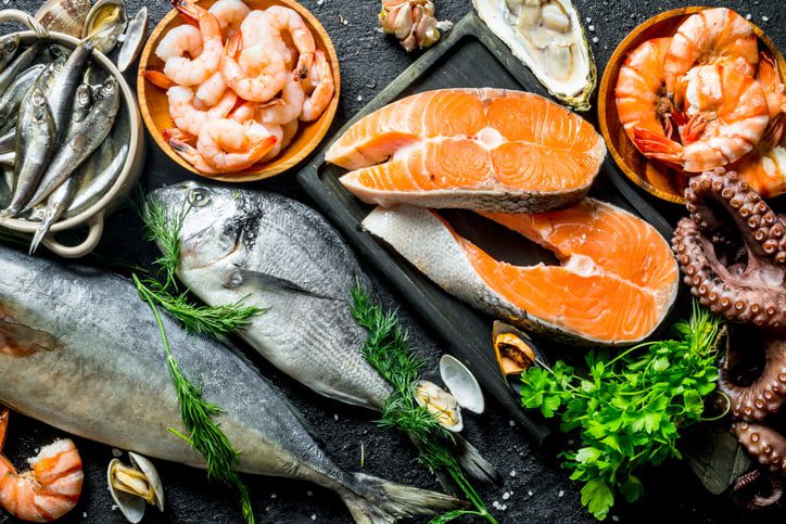 Fresh fish and seafood display